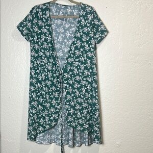 Floral Green WrapDress Size L